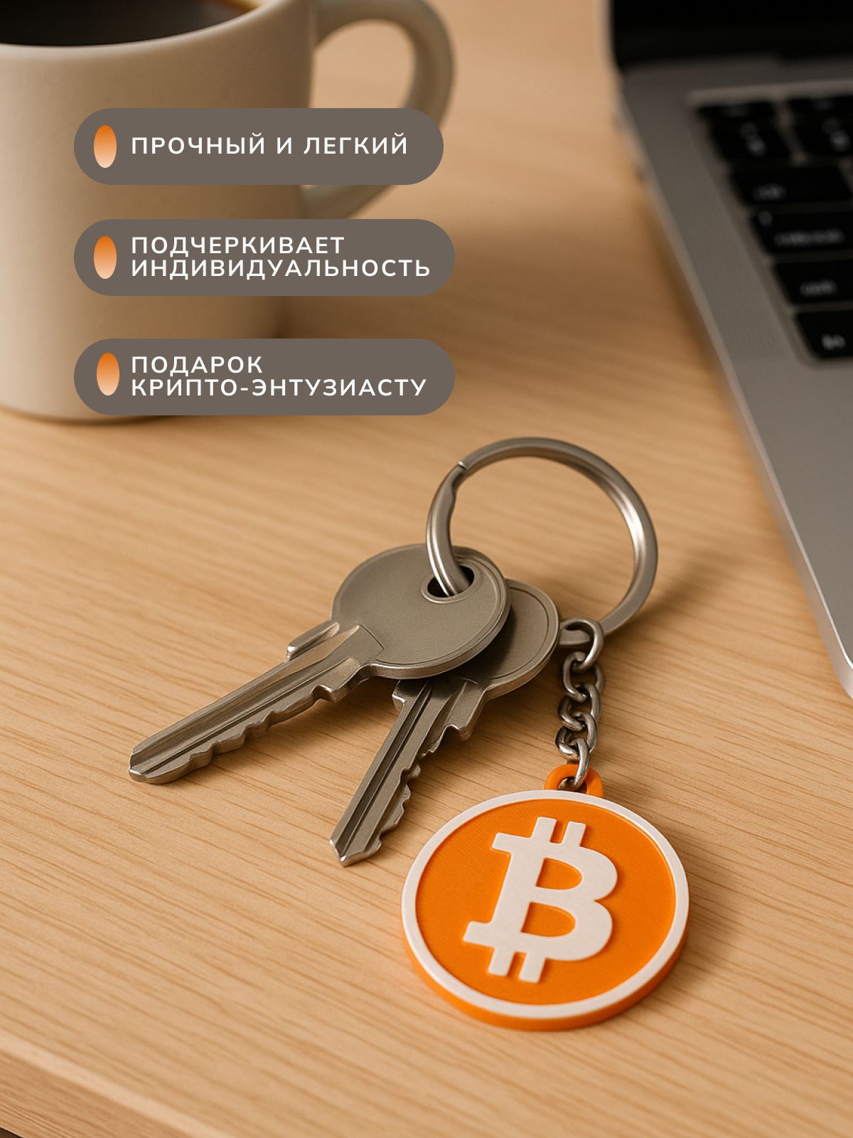 Брелок для ключей Bitcoin, крипто-аксессуар для авто, дома и подарка — ракурс 2